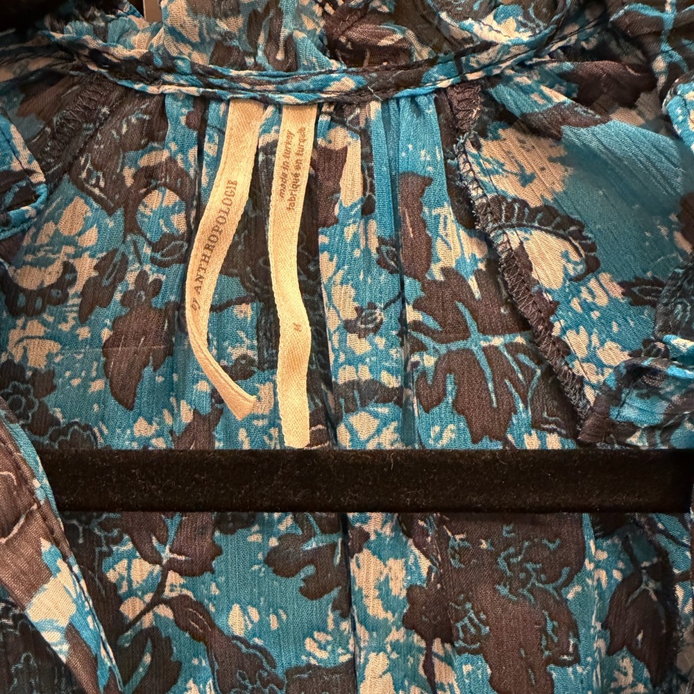 Anthropologie Sheer Printed Peasant Blouse Womens Size M - Picture 4 of 4